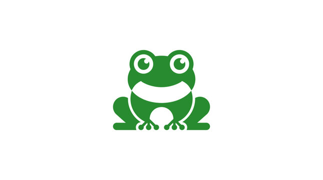 A simple green frog illustration isolated on a clean white background