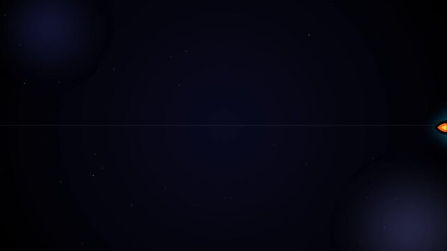 Pixel art rocket ship flying through deep dark space