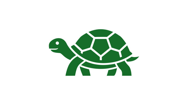 A simple green turtle icon isolated on a clean white background