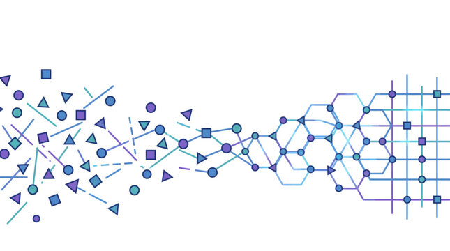 Abstract Digital Transition from Chaos to Organized Network Structure
