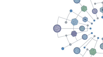Obraz premium Abstract network of interconnected shapes representing technology and data flow