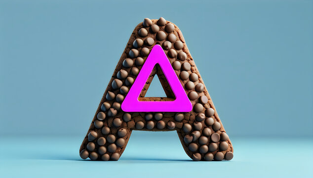 Letter A made of dark chocolate and bright pink candy illustration