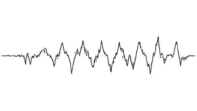 Abstract sound wave patterns evolving on a clean white background with subtle cinematic motion