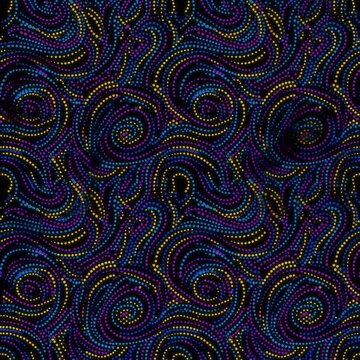 Abstract colorful dot art pattern with swirling dynamic waves