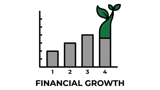 Business growth bar graph vector illustration representing financial success and sustainable development