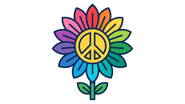 Colorful peace flower illustration vector design with nature and floral concept