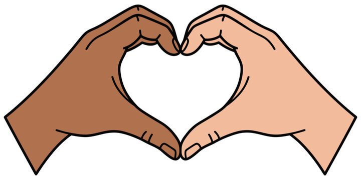 Hands forming heart shape vector illustration representing love and care