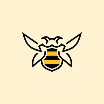 Bee Shield Modern Logo &ndash; Strong, Smart & Professional Emblem Illustration Creative Design Template 