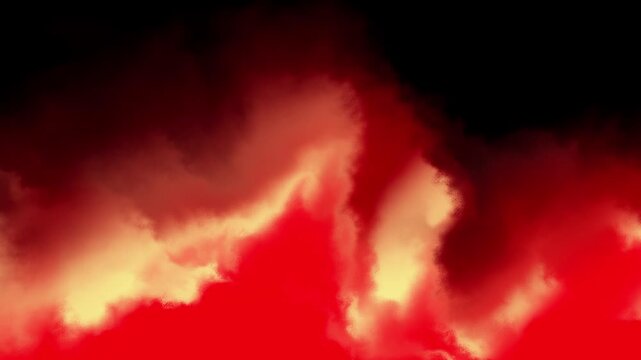 Red and Orange Smoke Clouds Rising Against Black Background Abstract Illustration