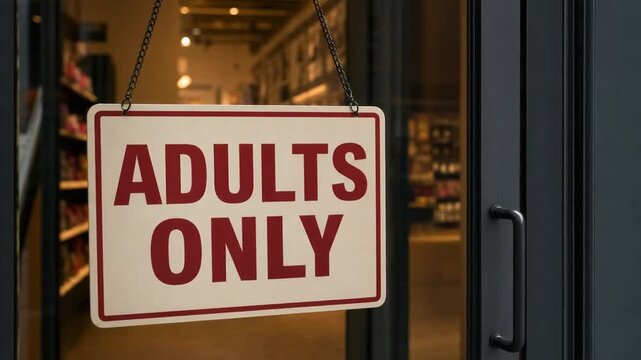 Sign of adults only in a store.