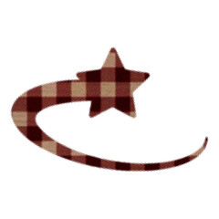 Halftone Comet Star with Red Plaid Fabric Texture Pattern on White Background. Retro Pop Art Red Plaid Shooting Star Illustration on White Background. © Fhatoni