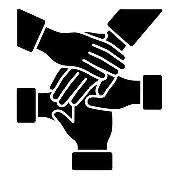 Teamwork hands solid glyph icon for collaboration