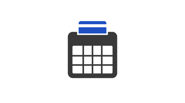 Subscription Billing Flat Icon, Calendar and Payment Card Symbol