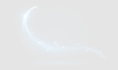 Blue light trail with magic dust and sparkles. Shimmering stardust wave on transparent background. Abstract glowing vector effect © ALEXA