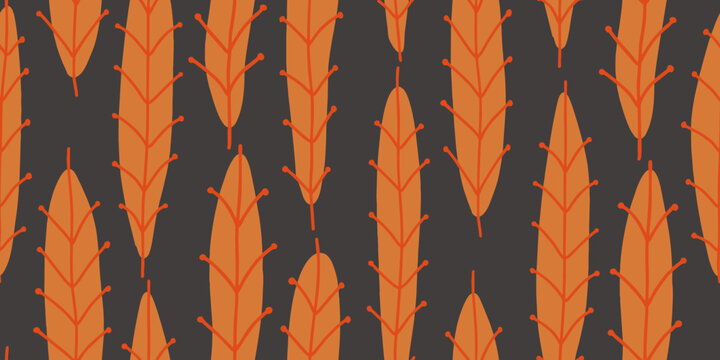 Stylized Orange Leaf Repeating Pattern Background