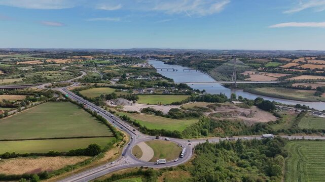 Ireland Epic locations Waterford City transport infrastructure road system from M9 to city and Thomas Francis Meagher Bridge gateway to the south east