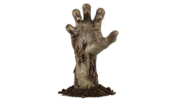 A zombie hand coming out of the ground isolated on transparent background
