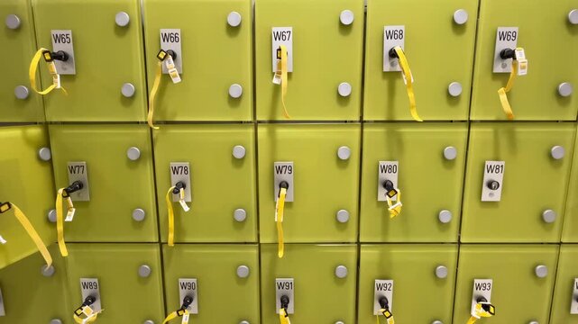 selective focus keys sticking out of locker locks