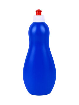 Blue Plastic Squeeze Bottle with Red Flip Cap Isolated On Transparent Background PNG