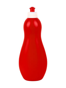 Red Plastic Squeeze Bottle with Red Flip Cap Isolated On Transparent Background PNG