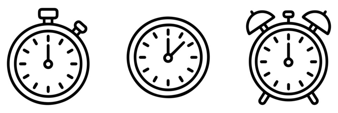 time clock timer alarm icon set