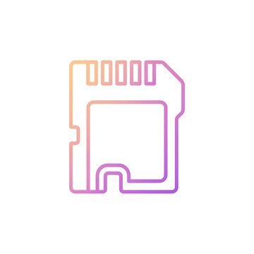 Colorful sd memory card icon with a glowing gradient outline