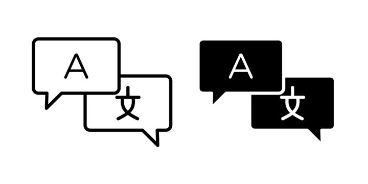 Translation icon shows the conversion of written or spoken content from one language into another.