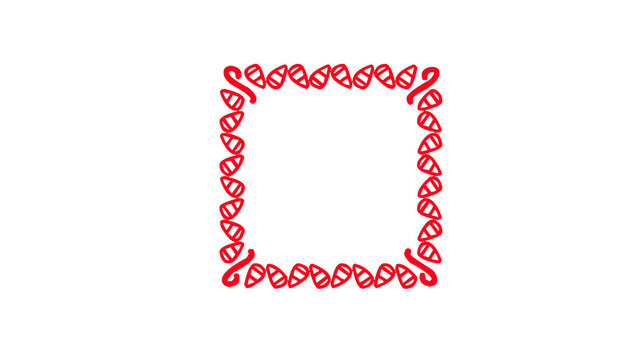 Decorative square frame made of red heart shapes ornamental border design isolated on white background for wedding valentine and invitation card
