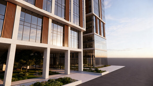 Modern glass building exterior with reflections