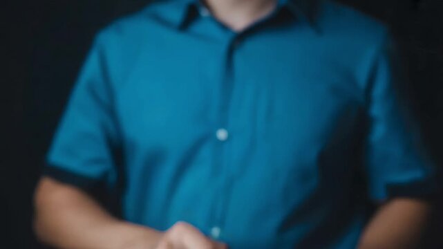 Professional Man in Blue Shirt Standing, Business Portrait