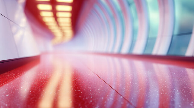 Futuristic corridor with vibrant lights and sleek modern design