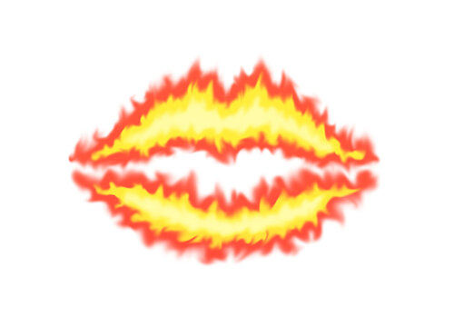 Flaming lips fire effect graphic design vector element