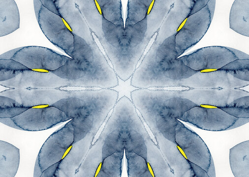 Abstract blue watercolor mandala pattern background