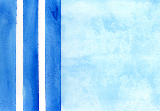 Abstract blue watercolor background shows vertical stripes