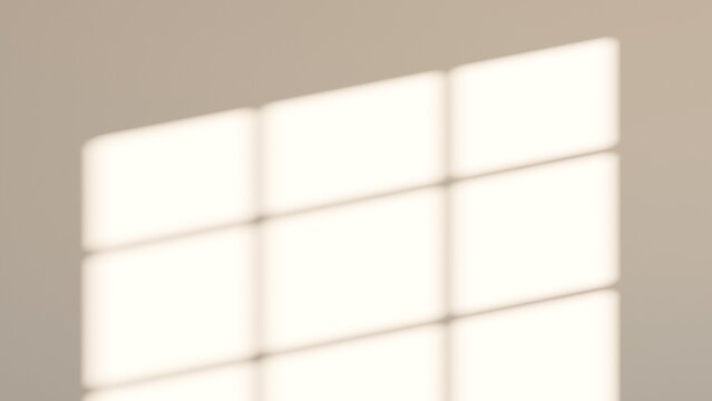 Window shadow overlay on beige wall with soft blurred light.