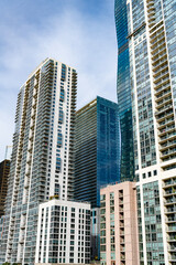 Obraz premium Modern business skyscraper. City architecture. Architecture of office building. Perspective skyscraper in city downtown. Commercial architecture. City downtown with skyscraper