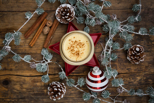 Eggnog in glass, christmas decoration
