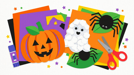 Fototapeta premium DIY paper craft project for autumn holiday