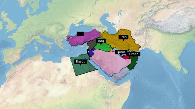 Middle East Countries Map with Names | Labeled Geographic Map