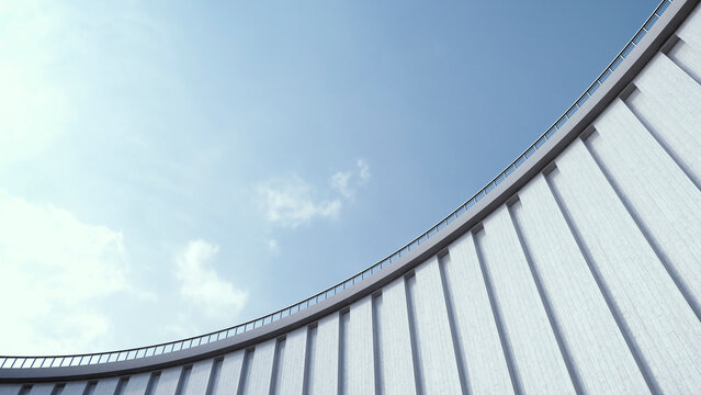 High wall and blue sky, 3d rendering