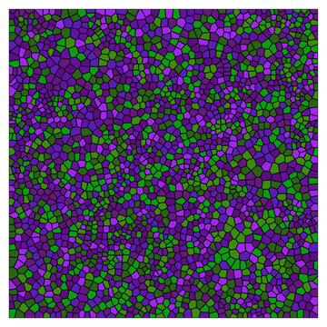 Abstract geometric pattern with a vibrant mosaic of green and blue polygonal cells