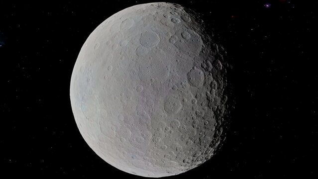 Ceres Dwarf Planet Heavily Cratered Surface 8K 3D Render