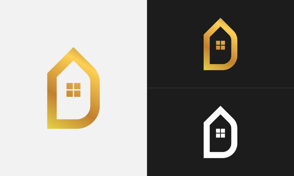 D Property Logo with Modern House Lettermark and Gradient Monogram ,d real estate logo, d lettermark