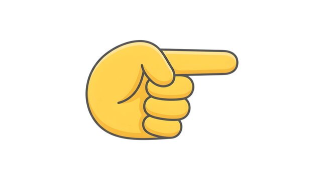 Yellow Hand Pointer Icon, Right Direction Gesture, Simple Graphic Symbol, Communication and Navigation Element