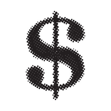 Dollar sign halftone dots. American dollar icon symbol. US money.