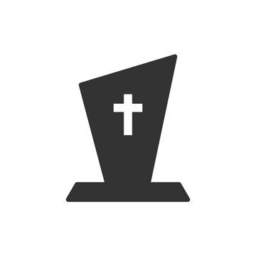 Black tombstone silhouette, vector gravestone icon, spooky halloween cemetery element, funeral monument, memorial stone