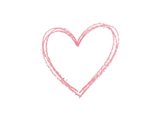 Fototapeta premium Pink hand drawn heart shape on white background