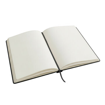 Open blank notebook with bookmark isolated on white background for mockup design.