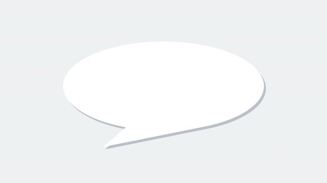 灰色の影が付いた白い楕円の吹き出しが中央に大きく現れ静止する灰色の背景のアニメーション