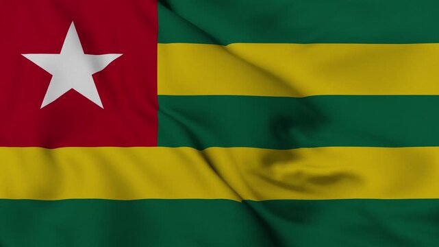 4K animation of the Togolese national flag waving in the wind